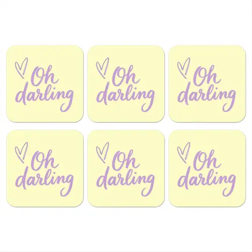 Oh darling - Geel - Hart onderzetter kurk middel -3d