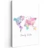 Pastel - Wereldkaart - Quote - Dream Tuinposter op houten frame 2 cm dik middel -3d