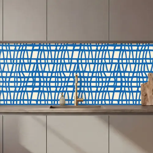 Ruitpatroon - Blauw - Crème keuken achterwand 2 middel 871 zz_3dshopping
