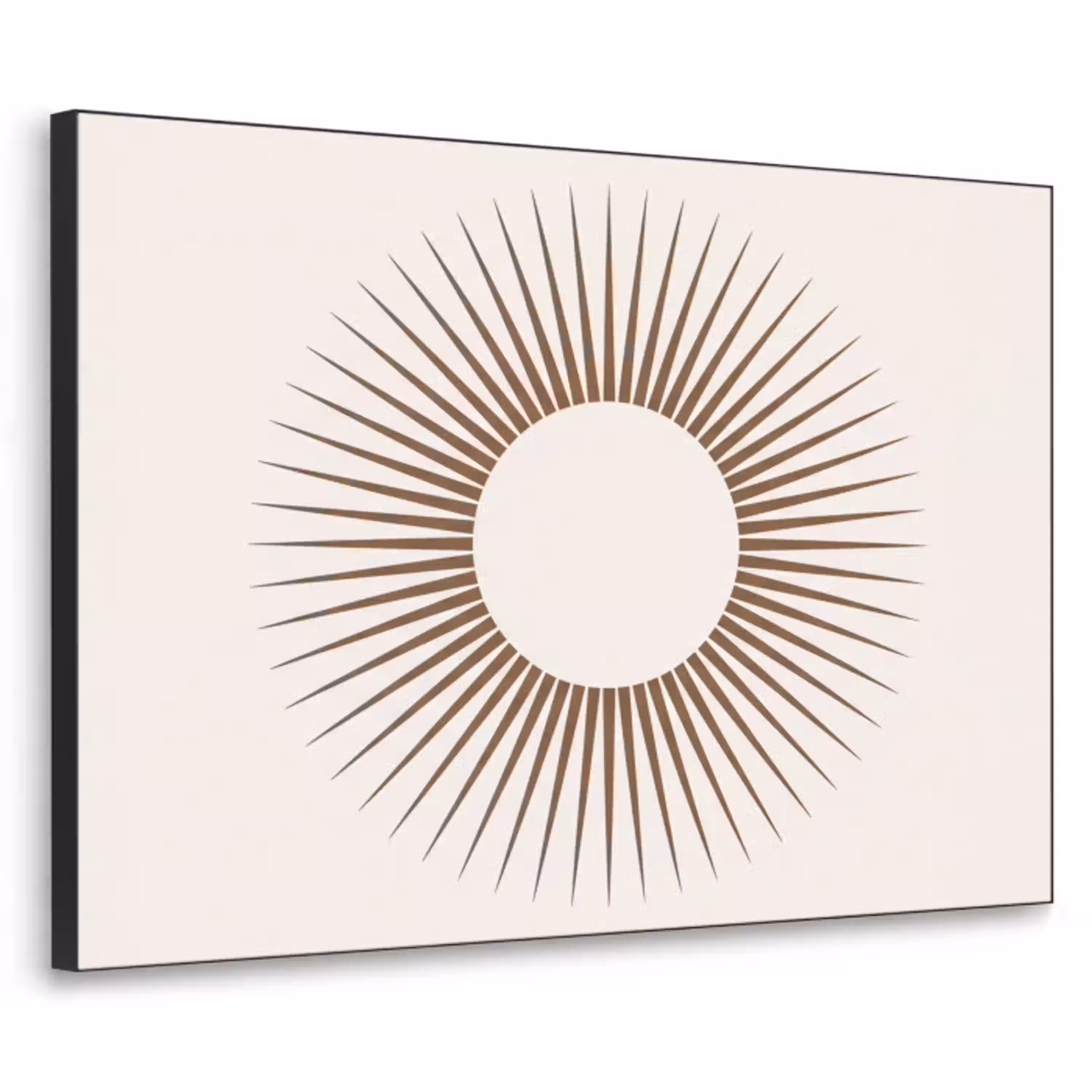Abstract - Zon - Symbool - Modern - Beige Textielframe zwart klein -3d