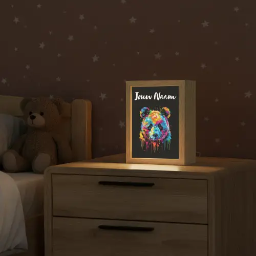 Panda - Dieren - Kleur - Verf - Zwart Light Box met kabel (Kinderlampje) klein -sfeer1_kind