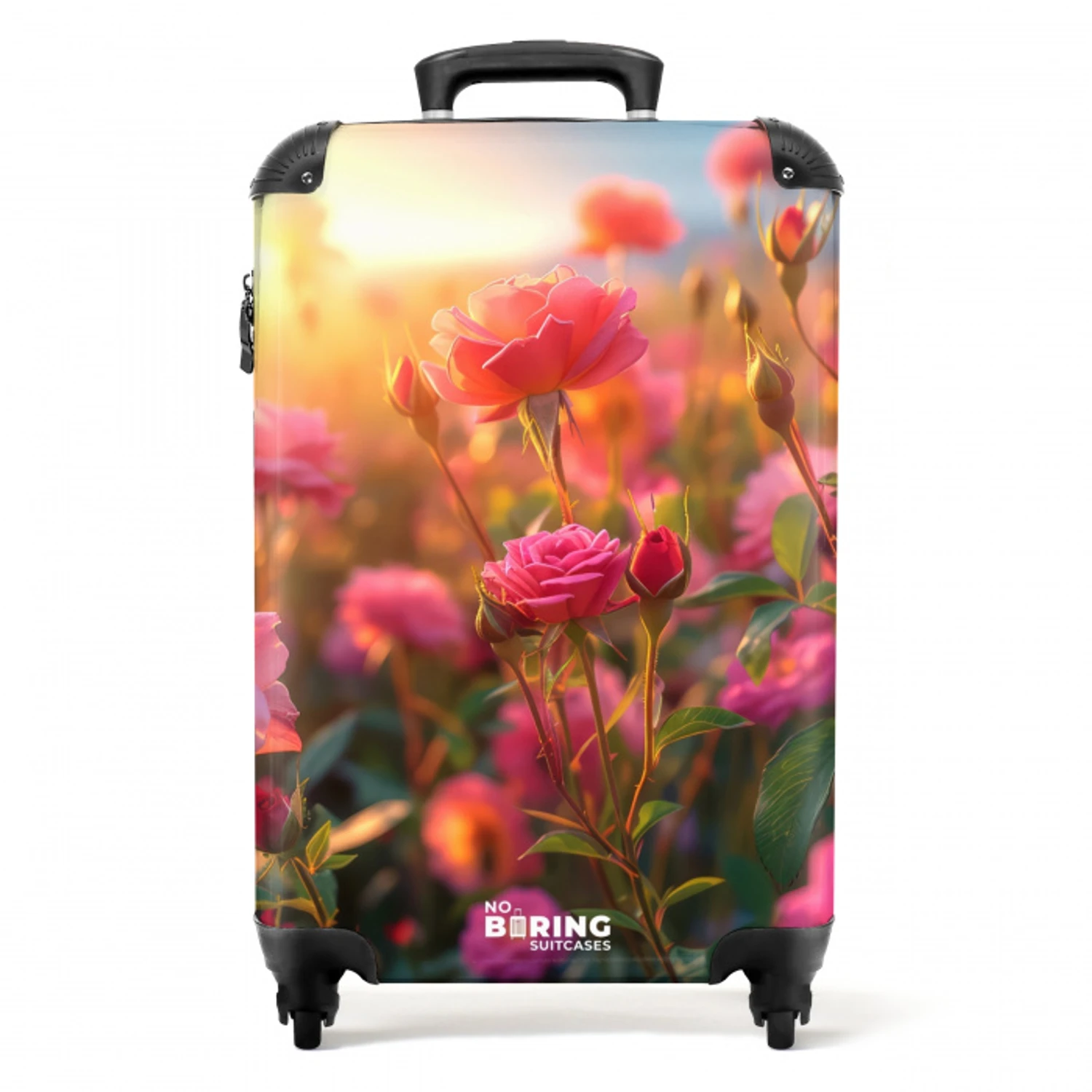 Roze rozen bij zonsondergang. NBS - Handbagage koffer - Unisex middel -productfoto_recht