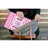 More coffee - Roze - Paars - Strepen - Mok laptophoes neopreen klein -tas