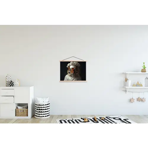 Tijger - Kokskleding - Bruin textielposter latten blank klein -kinderkamer