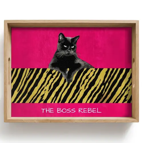 Kat - Baas - Roze - Tijgerprint Dienblad Rechthoek middel -z3d_shopping