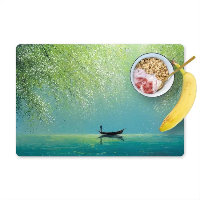 Placemat - 6 stuks - Bootje - Water - Bladeren - Bloesems