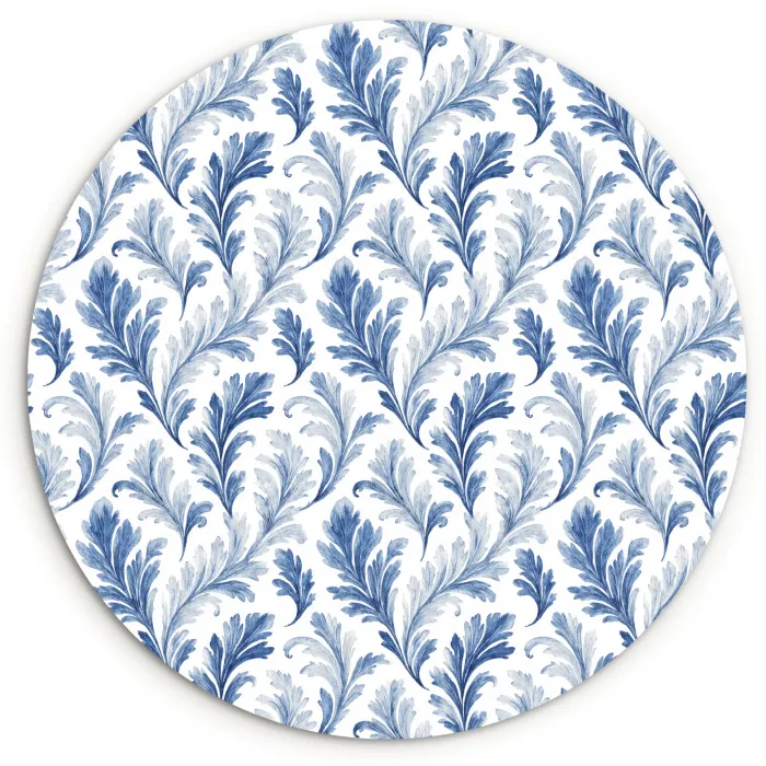 Frans - Citroen - Bladeren  - Blauw Wandcirkel kunststof plaat 5mm dik klein 188 -3d