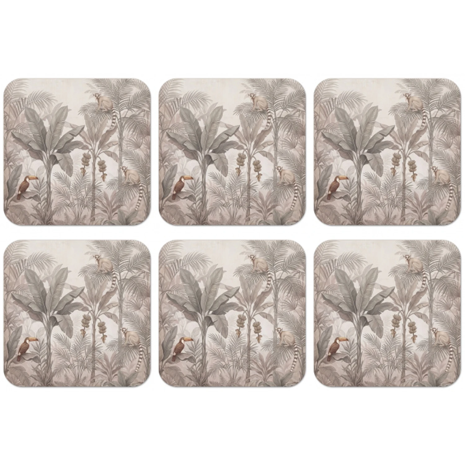 Natuur - Jungle - Ringstaartmaki - Bruin onderzetter kurk middel -zkaufland3dotto