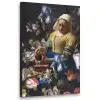 Melkmeisje - Johannes Vermeer - Bloemen Textielframe zwart klein -3d