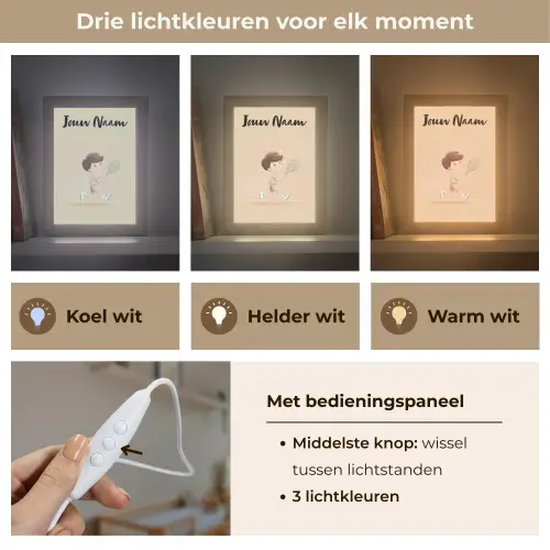 Tennis - Jongen - Sterretjes - Sportkleding Light Box met kabel (Kinderlampje) klein -USP_lichtkleurNL