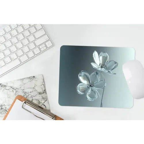 Kristal - Bloemen - Grijs muismat rubber klein -witbureau
