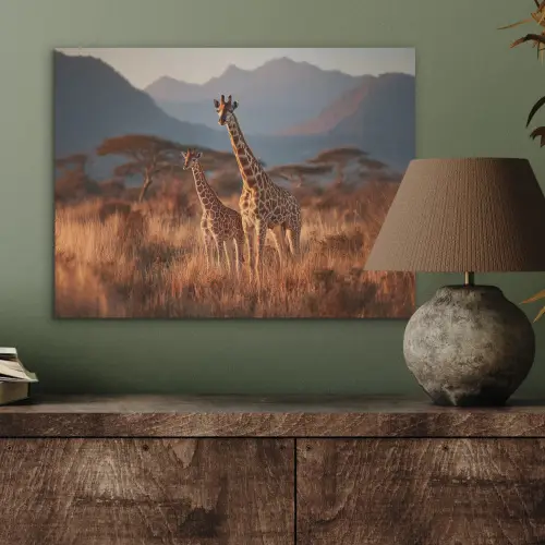 Giraffen - Hoog gras - Acaciabomen PET vilt klein -sfeer2