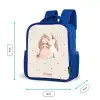 Prinses en een eenhoorn in pastel kleuren Kinderrugzak - Blauw middel -productfoto_formaten