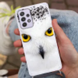 Sneeuwuil - Portret - Geel Hoesje Samsung Galaxy A52 5G met koord klein -sfeer3