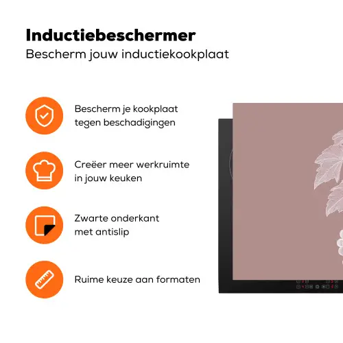 Tros - Druiven - Illustratie - Bladeren Inductie beschermer vinyl 3mm klein -zzzzzzz-td-ups