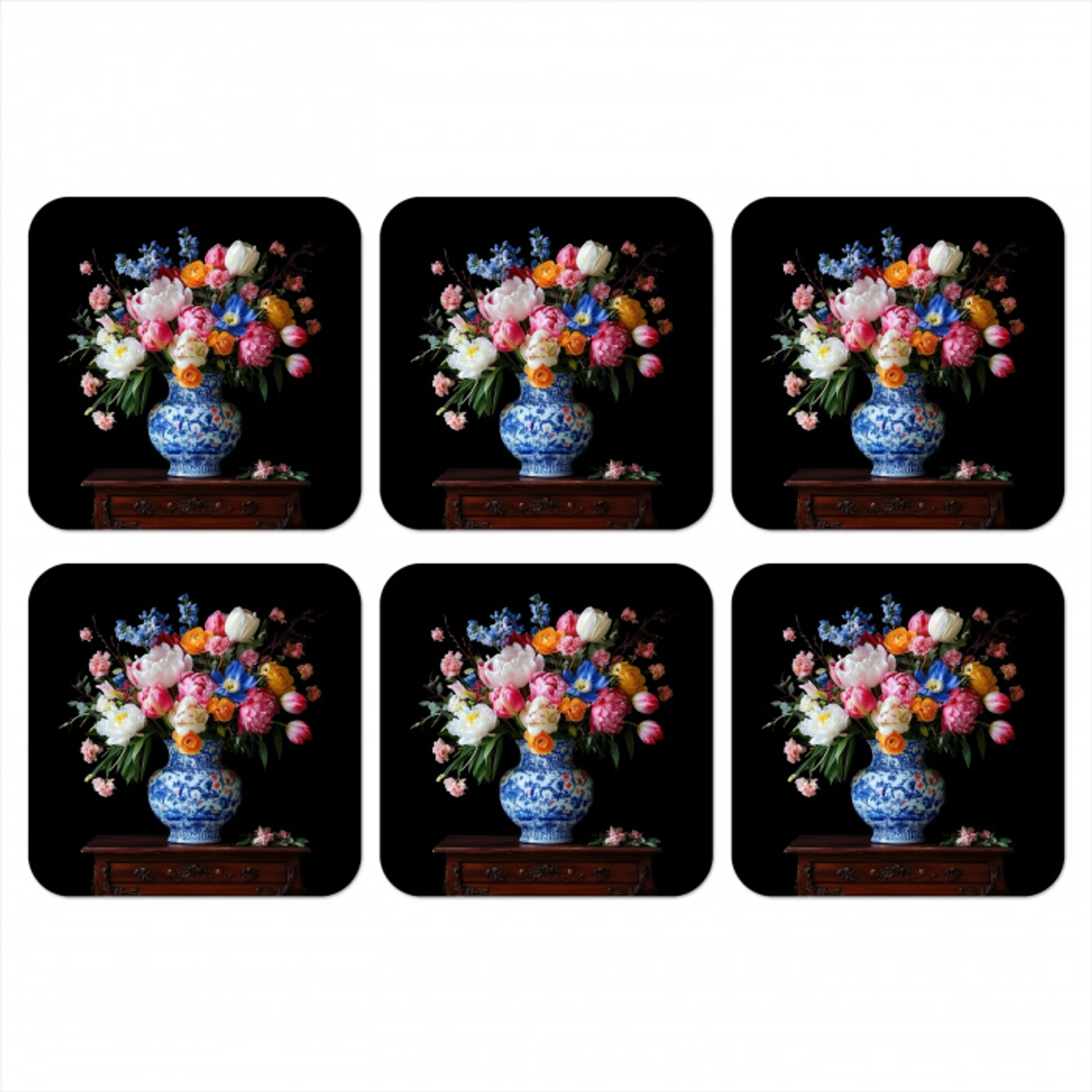 Rozen - Bloemen - Vaas - Boeket onderzetter kurk middel -3d