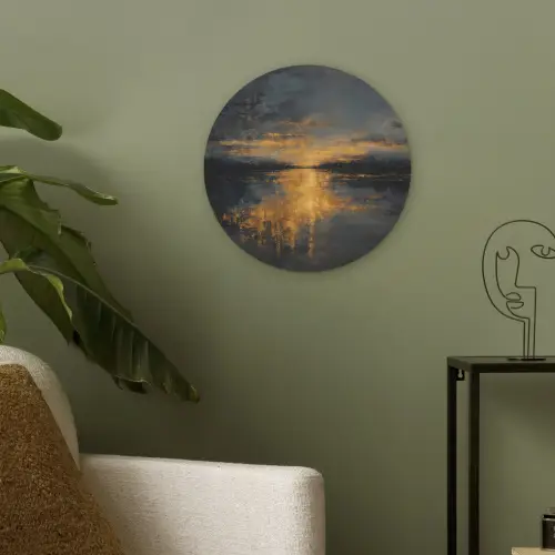 Gouden Reflectie op Water Akoestische PET Vilt - Rond klein -sfeer2