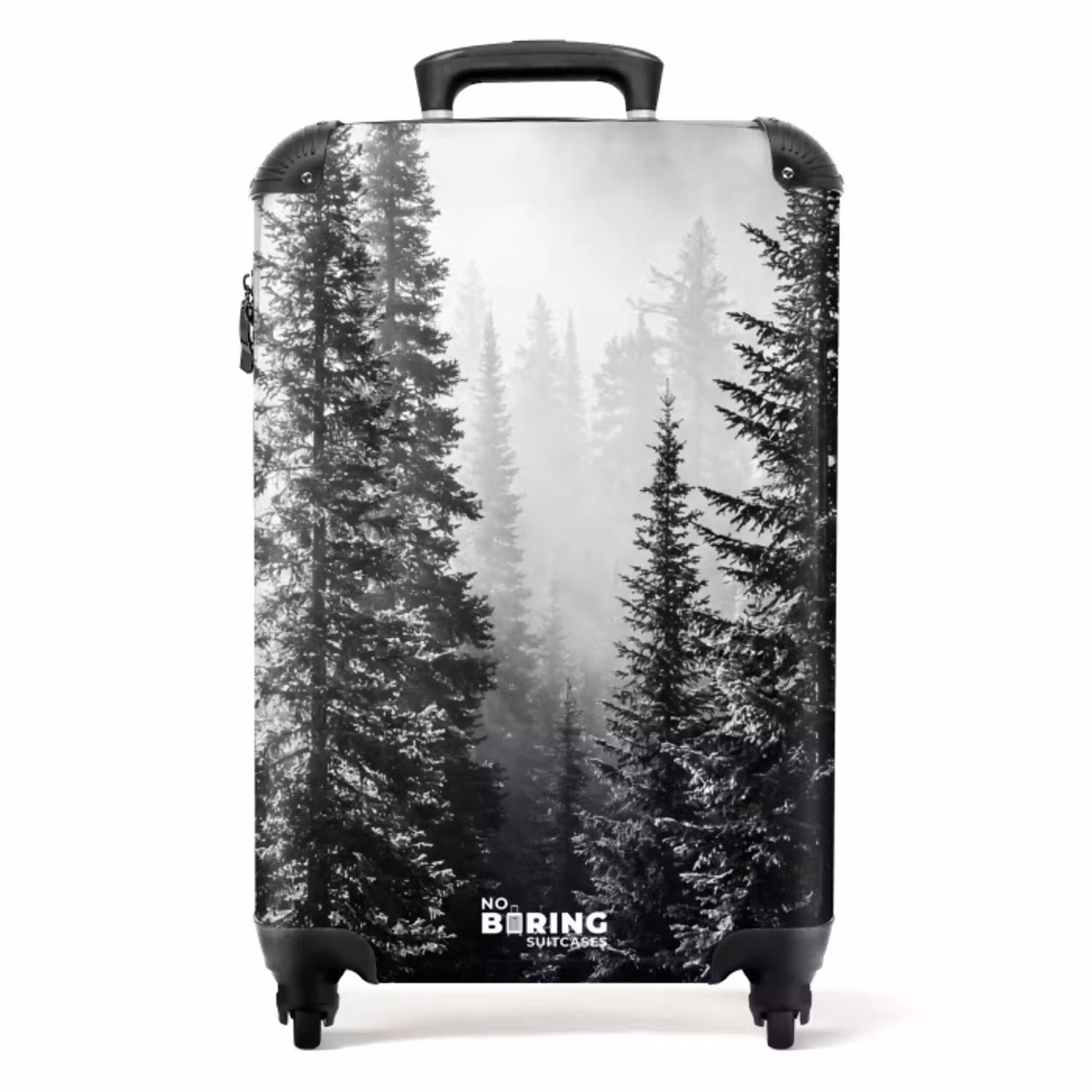 Bos - Mist - Winter - Monochroom - Natuur NBS - Handbagage koffer - Volwassenen Unisex middel -productfoto_recht