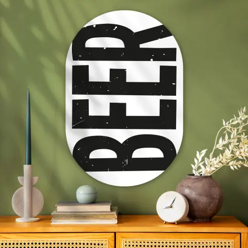 Bier - Japandi - Decoratie - Zwart Wandcirkel Ovaal Glas middel -sfeer2