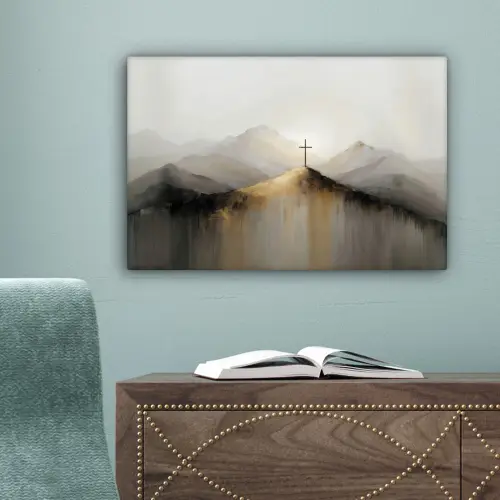 Heuvels - Abstract - Kruis - Christendom canvas 2cm klein -sfeer4
