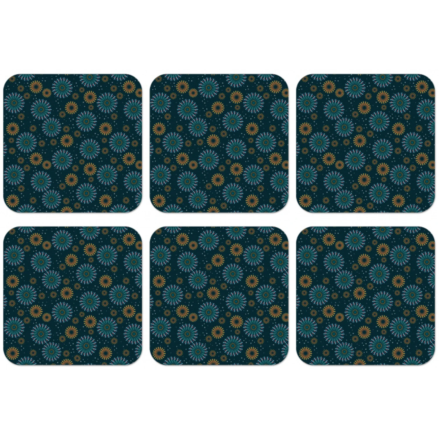 Blauw - Patroon - Retro onderzetter kurk middel 366 -zkaufland3dotto