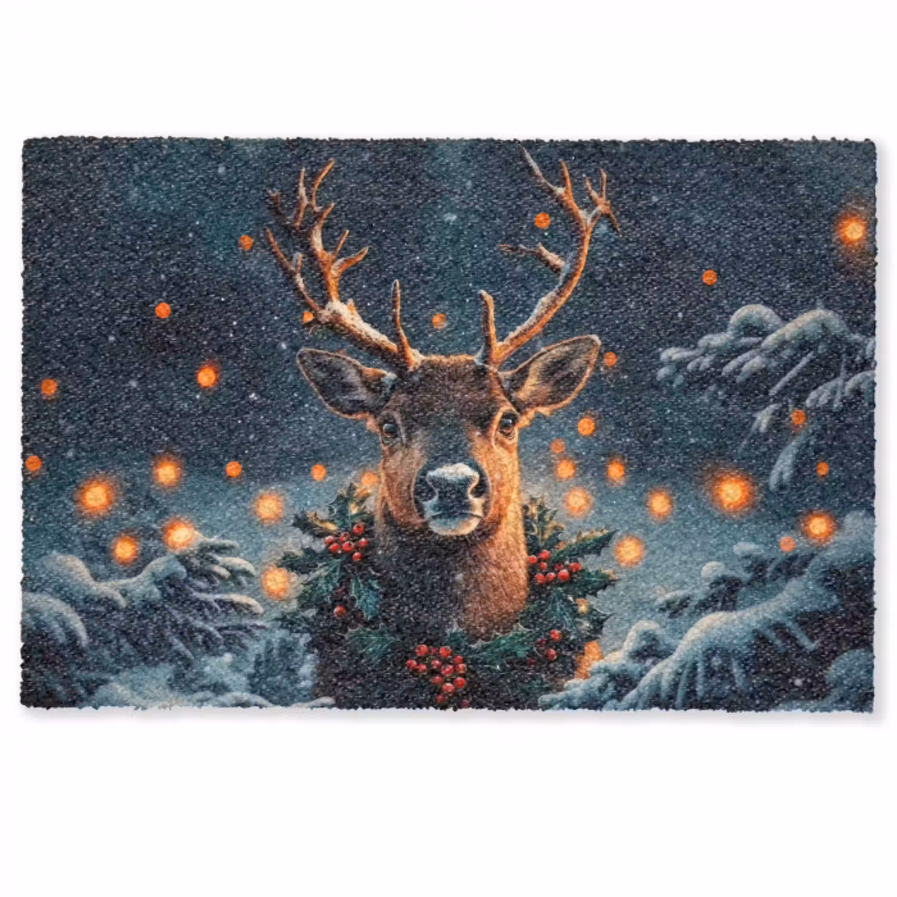Hert - Kerst - Winter - Sneeuw - Kerstkrans Deurmat klein -zkaufland3d