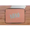 XOXO - Blauw - Perzikkleur laptophoes neopreen klein -tafel