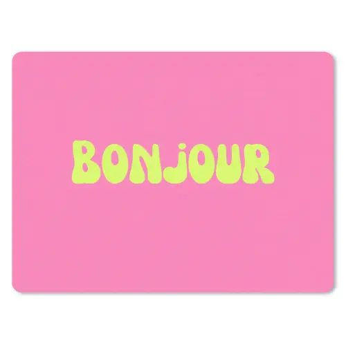 Roze - Groene bonjour - Organisch muismat rubber klein -3d