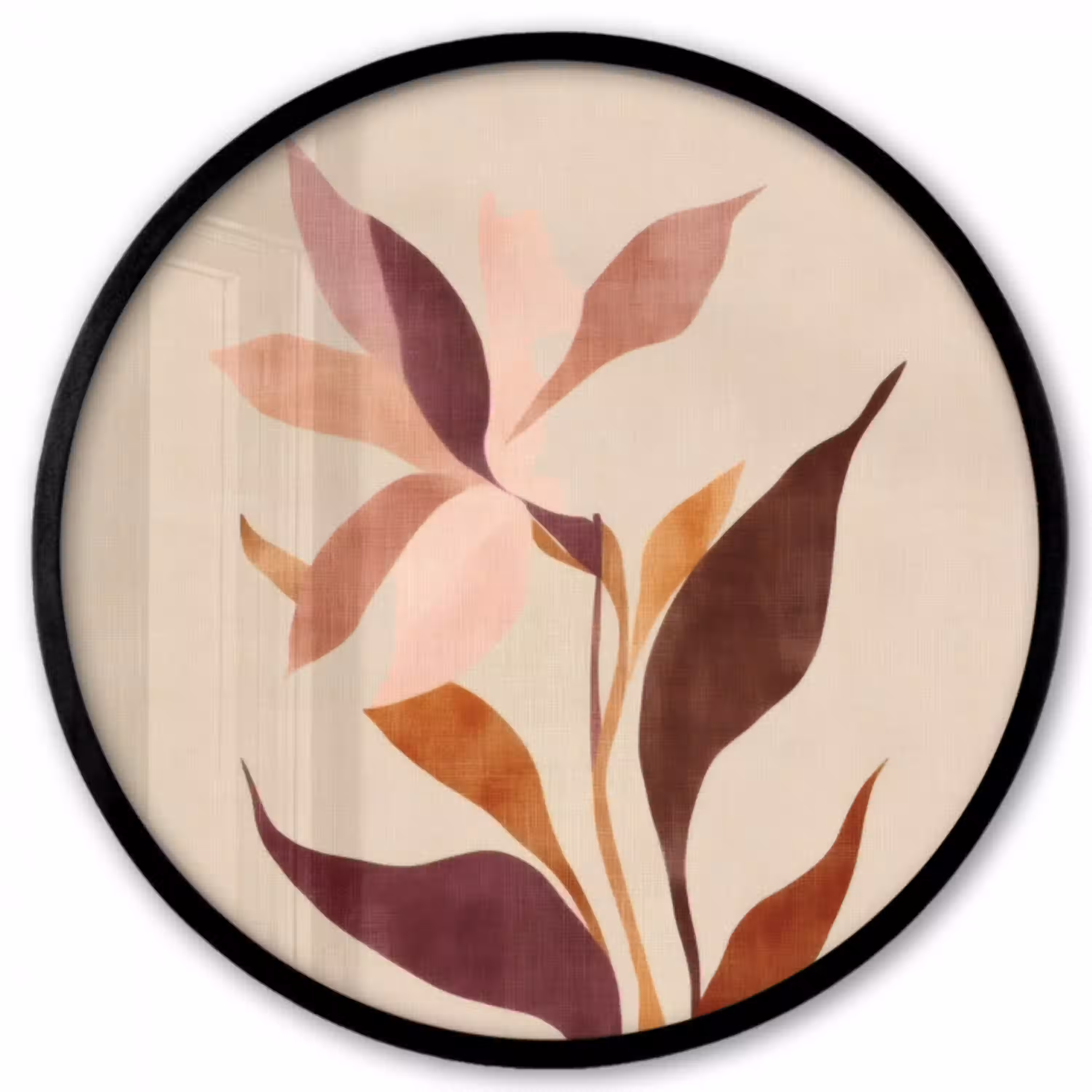 Bloemen - Blaadjes - Minimalistisch - Roze Fotolijst rond zonder passe partout klein -3d