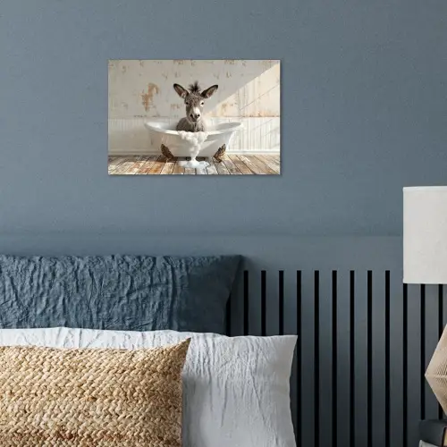Ezel - Dieren - Badkuip - Schuim poster papier klein -sfeer2