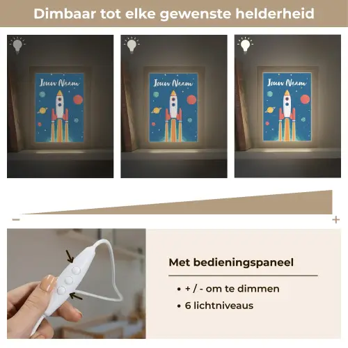 Raket - Planeten - Ruimte Light Box met kabel (Kinderlampje) klein -USP_dimbaarNL