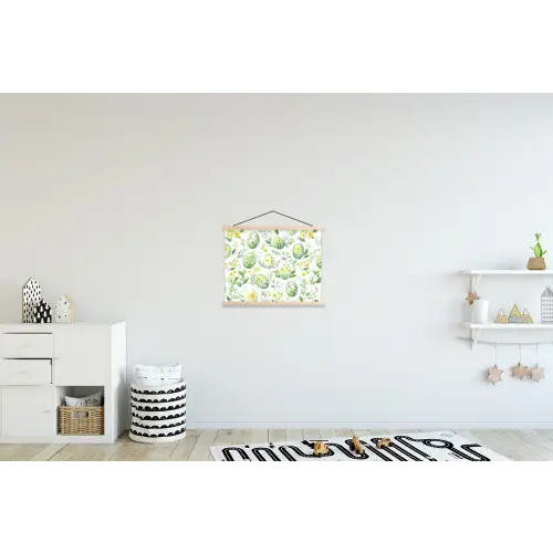 Patroon - Groen - Eieren textielposter latten blank klein -kinderkamer