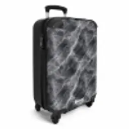 Donkergrijs - Bliksem - Marmer NBS - Handbagage koffer - Volwassenen Unisex middel -productfoto_3d