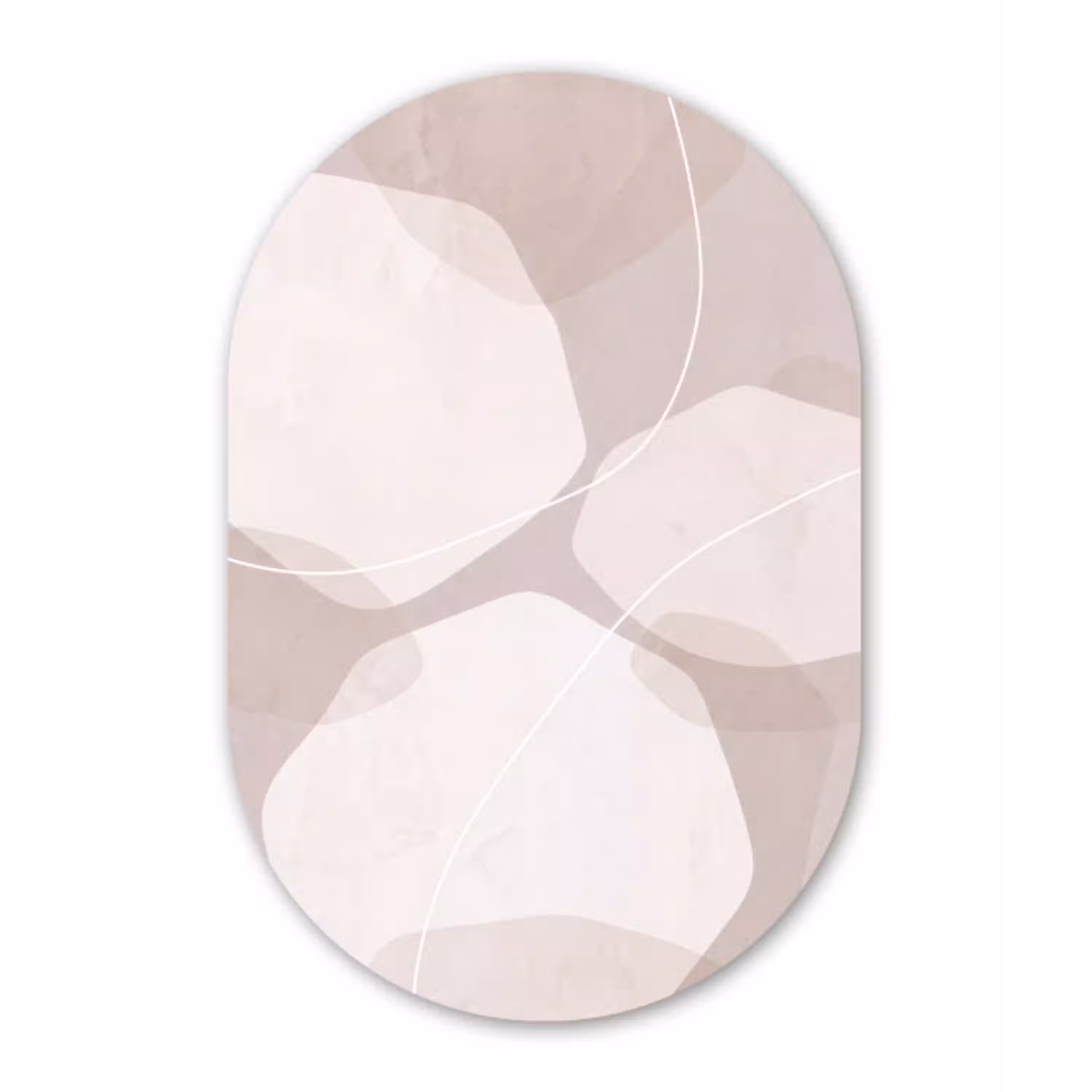 Abstract - Vormen - Beige Wandcirkel Ovaal Glas middel -3d