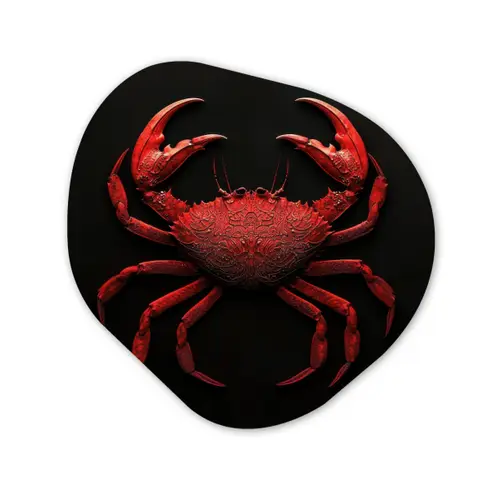 Krab - Rood - Vissen - Schaaldieren Wandcirkel Organisch Aluminium middel -3d