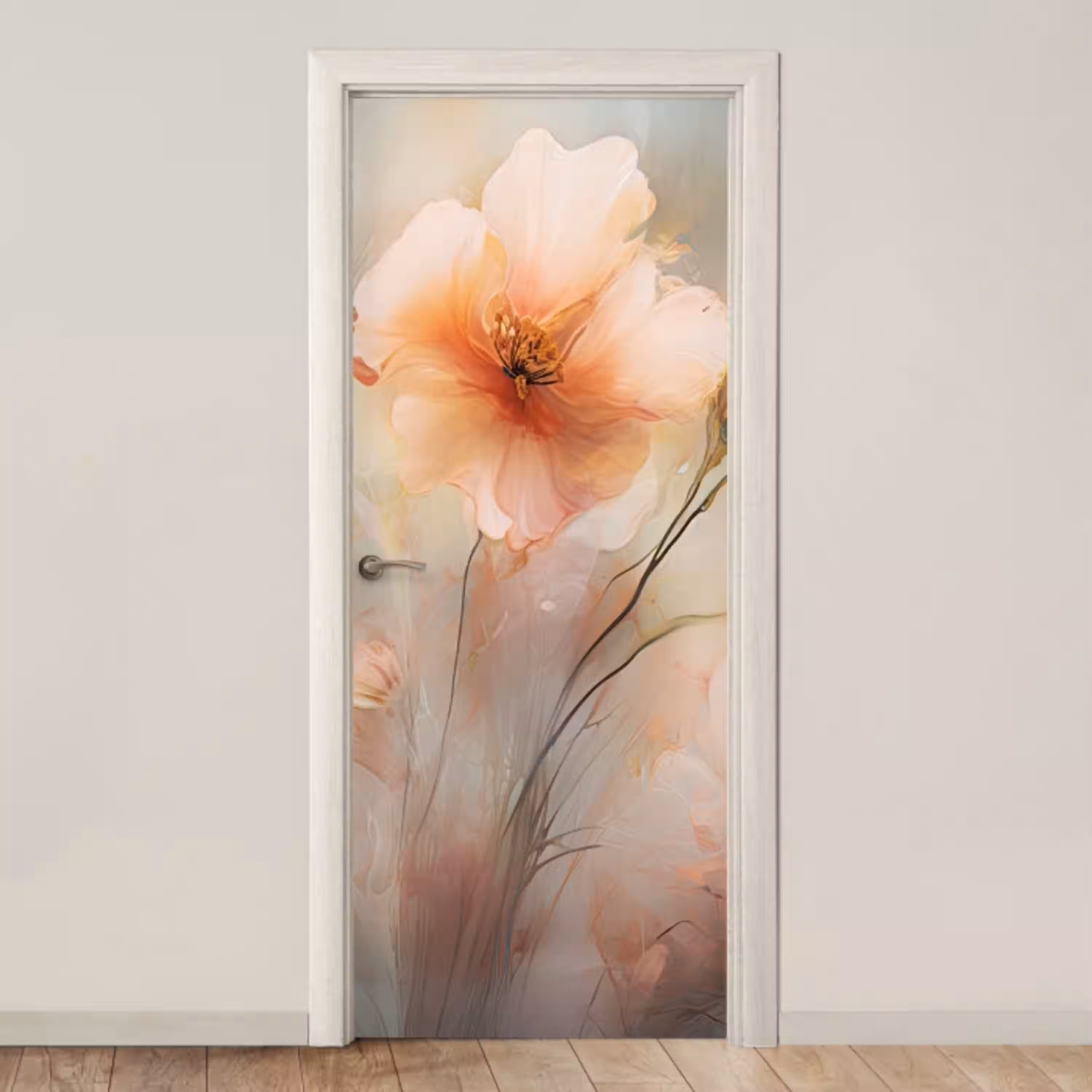 Bloemen - Pastel - Kunst - Klaprozen - Watercolor deurposter klein -3d_beige