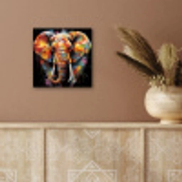 Olifant - Graffiti - Zwart - Dieren - Kleuren aluminium wit klein -sfeer4