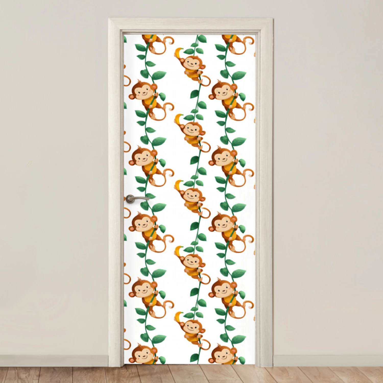 Apen - Lianen - Kleurrijk deurposter klein 289 -3d_beige
