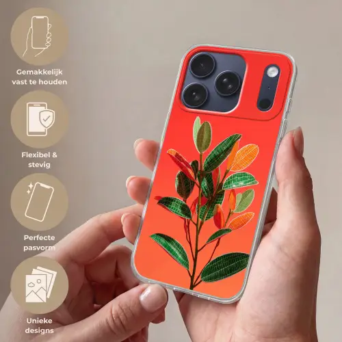 Bladeren - Nerven - Oranje - Structuur Telefoonhoesje iPhone 17 Pro klein -sfeer3_NL