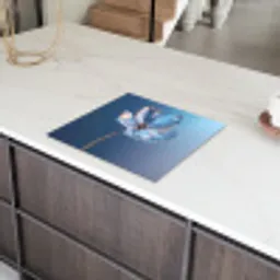 Blauw - Bloem - Glazen - Sierlijk Inductie beschermer vinyl 3mm middel -sfeer8