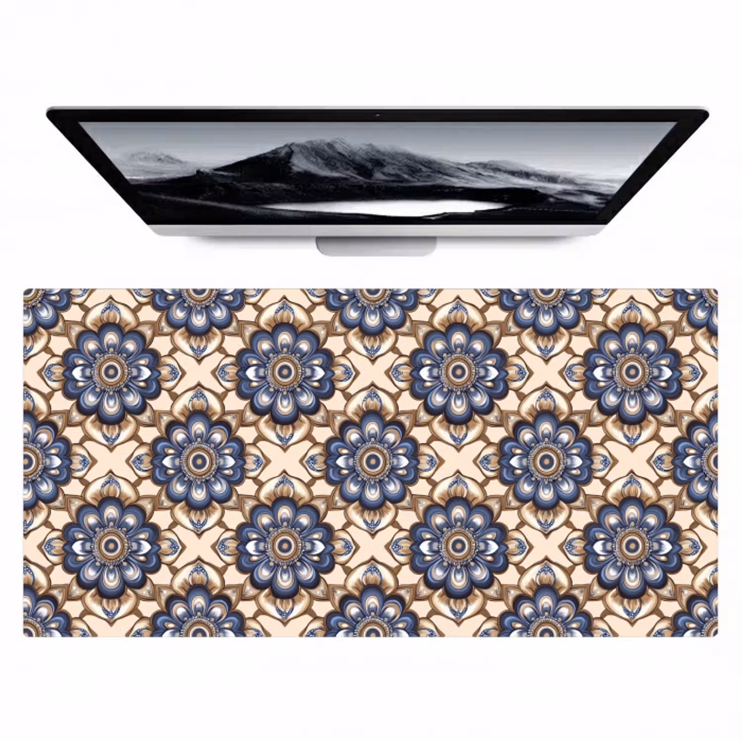 Floraal - Ornament - Blauw Muismat XXL klein 681 -zzz3d