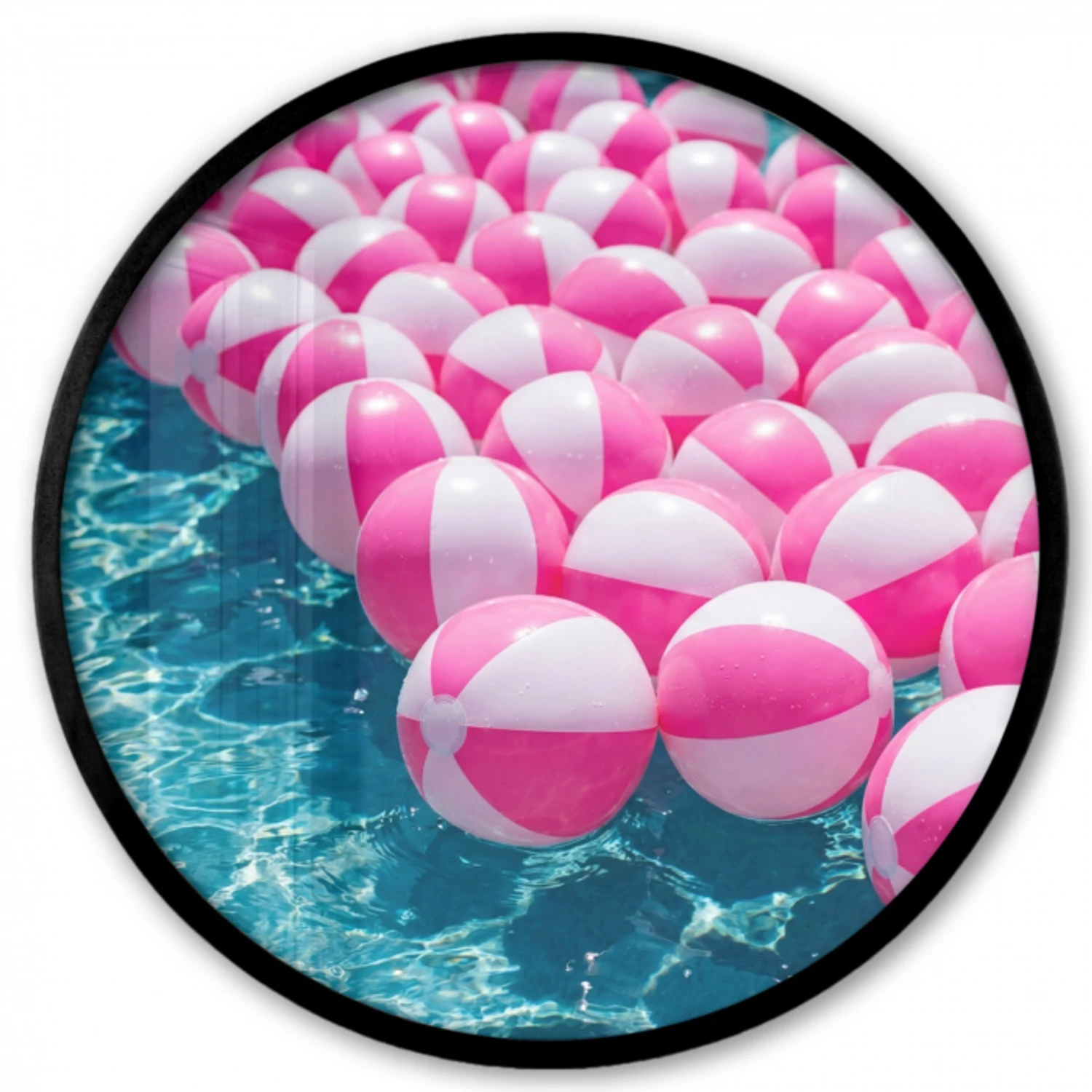 Strandballen - Roze - Water Fotolijst rond zonder passe partout klein -3d
