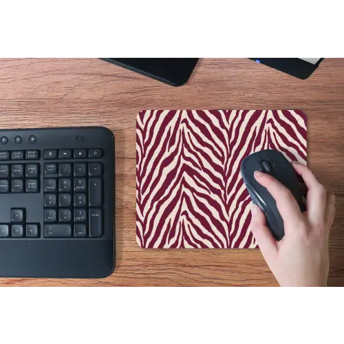 Zebra - Motief - Bordeaux - Rood muismat rubber klein 262 -toetsenbord