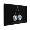 Kersen - Delfts blauw - Fruit Tuinposter op houten frame 2 cm dik klein -3d