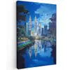 Stad Kuala Lumpur - Skyline - Wolkenkrabbers - Water Tuinposter op houten frame 2 cm dik klein -3d