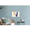 Minimalistisch - Gezicht - Hand - Oranje - Blauw Muursticker klein -plant