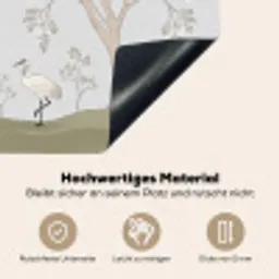 Minimalistisch - Kraanvogels - Blauw Inductie beschemer met haakjes klein -ky-onderkant-de