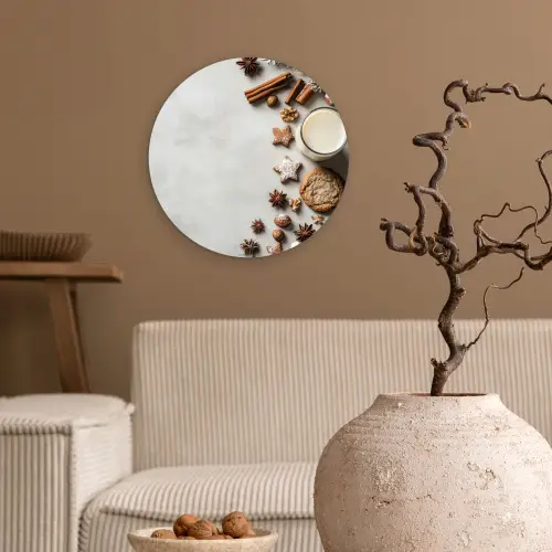 Winter - Kerst - Specerijen - Wit Wandcirkel kunststof plaat 5mm dik klein -sfeer1