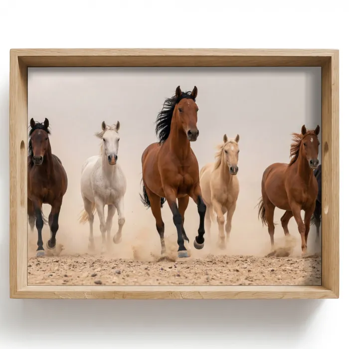 Kudde paarden - Stofwolk - Bruin - Zwart Dienblad Rechthoek middel -z3d_shopping