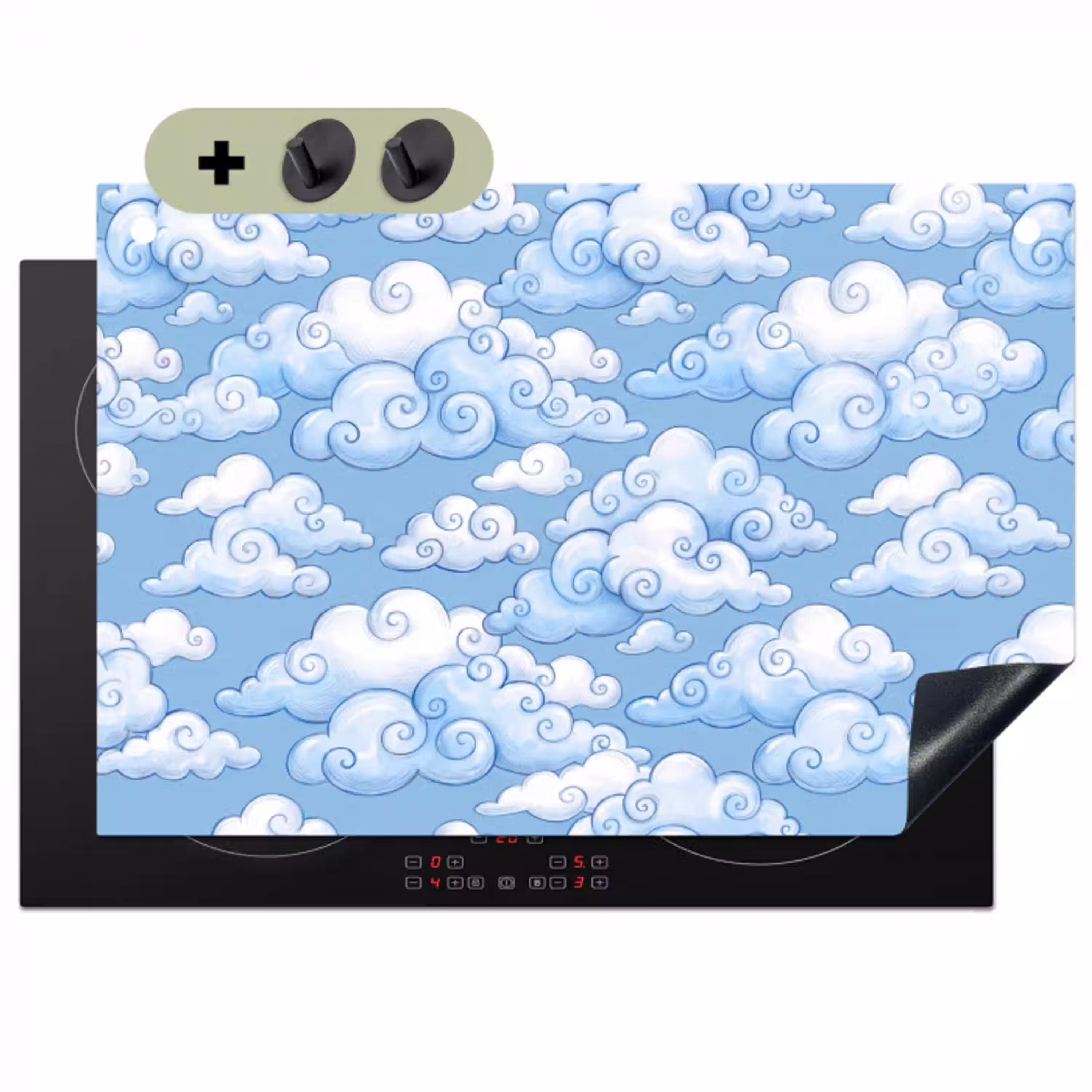 Wolken - Patroon - Hemel - Illustratie - Wit Inductie beschemer met haakjes klein -3d